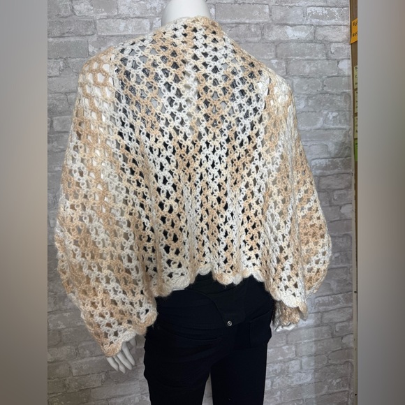 Cream and Tan Women's Shrug Sweater - Picture 2 of 4